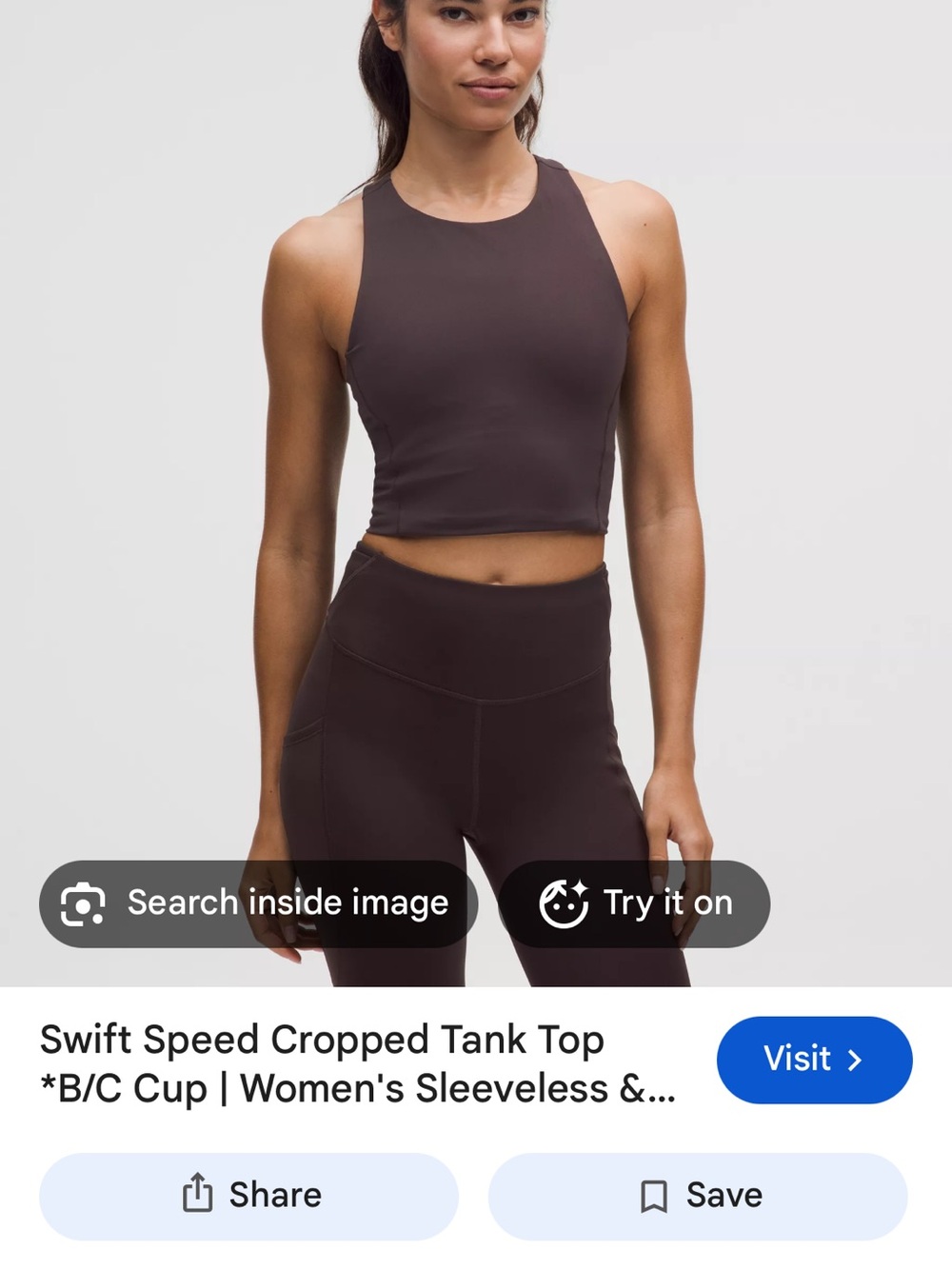Lululemon Swift Speed Cropped Tank Top in Sequoia